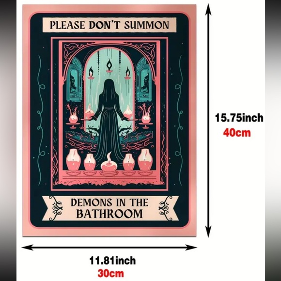Please Don’t Summon Demons in Bathroom Flat Canvas Print Funny Home Decor Wall - Picture 2 of 2